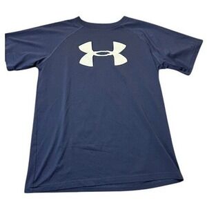 Under Armour Kids Navy Blue HeatGear Big Logo Short Sleeve Athletic T-Shirt L
